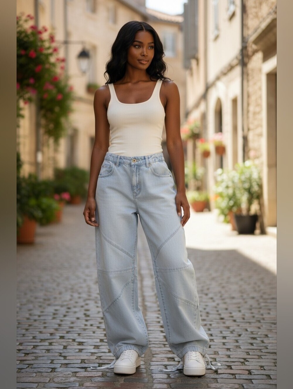 Madden NYC Light Blue Harlem Harmony, Tie Detail Love Wide Barrel Leg Jeans Sz 4